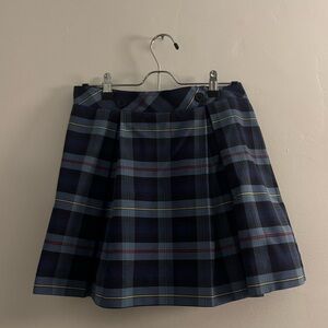 Navy Plaid A-Line Mini Skirt
